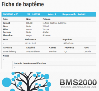 Fiche de baptême